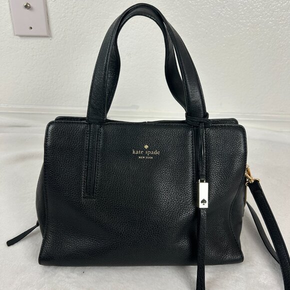 Kate Spade Dominique Street Satchel Bag Black Pebbled Leather Crossbody Medium - Picture 2 of 10